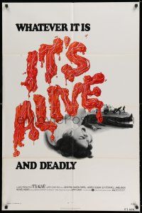 8p495 IT'S ALIVE 1sh '74 Larry Cohen directed horror, cool bloody title!