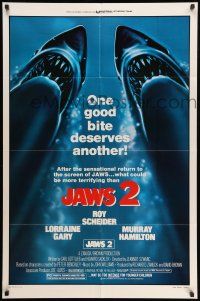 8p502 JAWS 2 1sh R80 Roy Scheider, one good bite deserves another, what could be more terrifying!