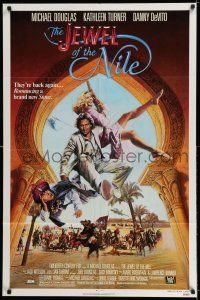 8p505 JEWEL OF THE NILE 1sh '85 great art of Michael Douglas, Kathleen Turner & Danny DeVito!