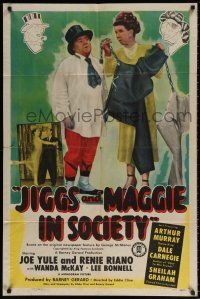 8p508 JIGGS & MAGGIE IN SOCIETY 1sh '48 artwork by George McManus, Joe Yule, Renie Riano
