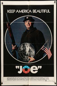 8p511 JOE 1sh '70 Peter Boyle w/shotgun, American flag, and hippie target, drugs!