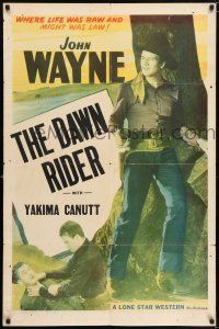 8p514 JOHN WAYNE 1sh '40s great image of The Duke, The Dawn Rider!