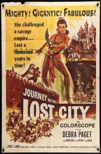 8p518 JOURNEY TO THE LOST CITY 1sh '60 directed by Fritz Lang, art of sexy Arabian Debra Paget!