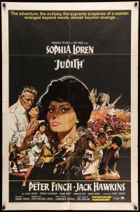 8p519 JUDITH 1sh '66 Daniel Mann directed, artwork of sexy Sophia Loren & Peter Finch!