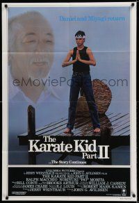 8p526 KARATE KID PART II teaser 1sh '86 Pat Morita as Mr. Miyagi, Ralph Macchio as Daniel-san!