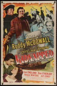8p530 KIDNAPPED 1sh '48 Roddy McDowall, pirates, written by Robert Louis Stevenson!