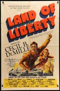 8p556 LAND OF LIBERTY 1sh '39 Cecil B. DeMille's patriotic epic of U.S. history w/139 famed stars!