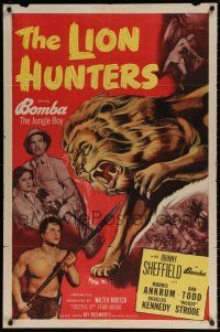 8p585 LION HUNTERS 1sh '51 Johnny Sheffield & Woody Strode in Africa!