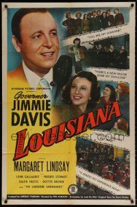 8p603 LOUISIANA 1sh '47 Governor Jimmie Davis & pretty Margaret Lindsay!