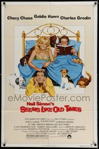 8p804 SEEMS LIKE OLD TIMES 1sh '80 Tanenbaum art of Chevy Chase, Goldie Hawn & Charles Grodin!