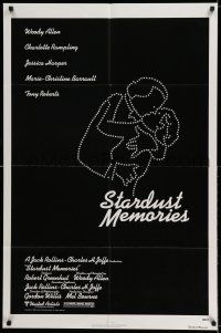 8p864 STARDUST MEMORIES 1sh '80 directed by Woody Allen, star constellation art by Burt Kleeger!