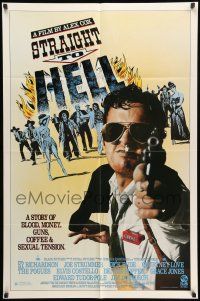 8p871 STRAIGHT TO HELL 1sh '87 Alex Cox, a story of blood, money, guns, coffee & sexual tension!