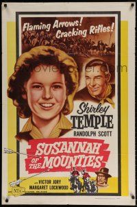 8p892 SUSANNAH OF THE MOUNTIES 1sh R58 Randolph Scott, Margaret Lockwood, aging Shirley Temple!
