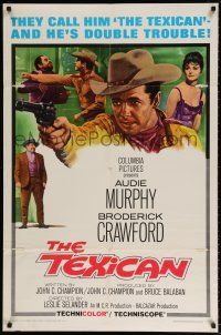 8p908 TEXICAN 1sh '66 cowboy Audie Murphy is the Texican, Broderick Crawford, sexy Diana Lorys!