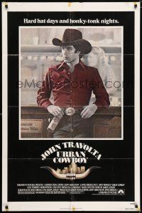 8p954 URBAN COWBOY 1sh '80 great image of John Travolta in cowboy hat with Lone Star beer!