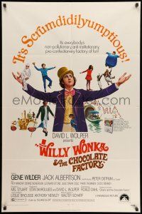 8p978 WILLY WONKA & THE CHOCOLATE FACTORY 1sh '71 scrumdidilyumptious, Gene Wilder, ultra-rare!