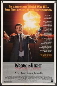 8p988 WRONG IS RIGHT 1sh '82 TV reporter Sean Connery, war is peace, good is evil!