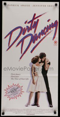 8r724 DIRTY DANCING Aust daybill '87 classic image of Patrick Swayze & Jennifer Grey in embrace!