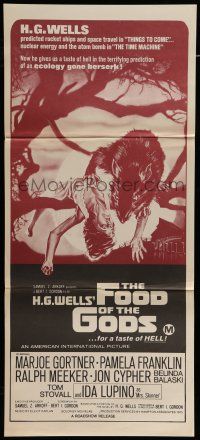 8r751 FOOD OF THE GODS Aust daybill '76 artwork of giant rat feasting on dead girl by Drew!