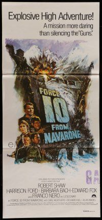 8r753 FORCE 10 FROM NAVARONE Aust daybill '78 Robert Shaw, Harrison Ford, art by Bryan Bysouth!