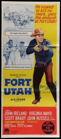 8r755 FORT UTAH Aust daybill '66 John Ireland vowed to kill no more until the ambush at Fort Utah!