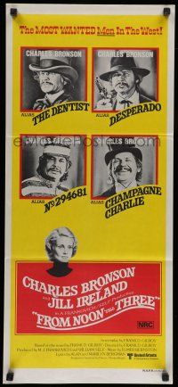 8r759 FROM NOON TILL THREE Aust daybill '76 4 great images of wanted Charles Bronson!