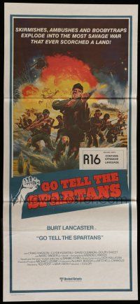 8r765 GO TELL THE SPARTANS Aust daybill '78 cool art of Burt Lancaster in Vietnam War!