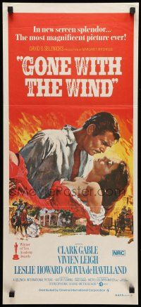 8r768 GONE WITH THE WIND Aust daybill R70s art of Gable carrying Vivien Leigh over Atlanta burning