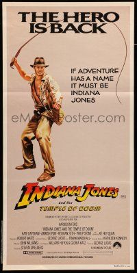 8r802 INDIANA JONES & THE TEMPLE OF DOOM Aust Hero is Back style daybill '84 Harrison Ford!