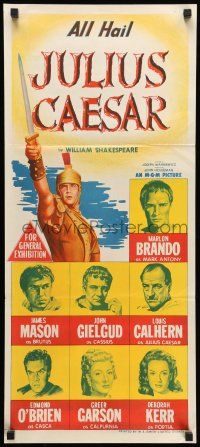 8r813 JULIUS CAESAR Aust daybill '53 Marlon Brando, James Mason & Greer Garson, Shakespeare!