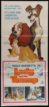 8r822 LADY & THE TRAMP Aust daybill R75 Disney canine classic cartoon, includes spaghetti scene!