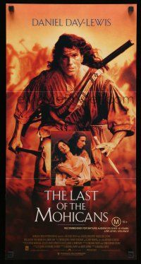 8r824 LAST OF THE MOHICANS Aust daybill '92 Michael Mann directed, Daniel Day Lewis!