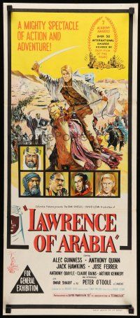 8r826 LAWRENCE OF ARABIA Aust daybill '63 David Lean classic stone litho of Peter O'Toole!