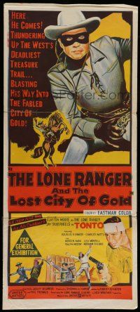 8r832 LONE RANGER & THE LOST CITY OF GOLD Aust daybill '58 masked hero Clayton Moore & Tonto!