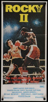8r901 ROCKY II Aust daybill '79 best image of Sylvester Stallone & Carl Weathers fighting in ring!