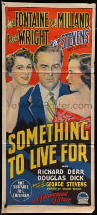 8r928 SOMETHING TO LIVE FOR Aust daybill '52 Richardson Studion art of Fontaine, Milland & Wright!