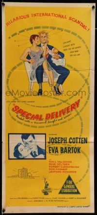 8r932 SPECIAL DELIVERY Aust daybill '55 Cotten & Eva Bartok in a hilarious international scandal!