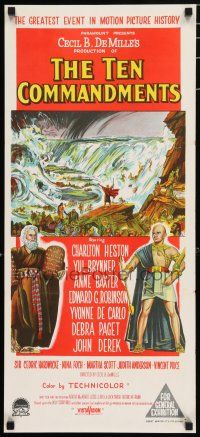 8r960 TEN COMMANDMENTS Aust daybill R60 Cecil B. DeMille, stone litho of Heston & Brynner!