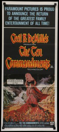 8r961 TEN COMMANDMENTS Aust daybill R72 art of Charlton Heston w/tablets, Cecil B. DeMille!