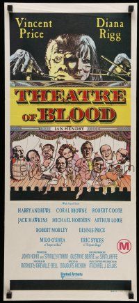 8r967 THEATRE OF BLOOD Aust daybill '73 great art of puppet masters Vincent Price & Diana Rigg!