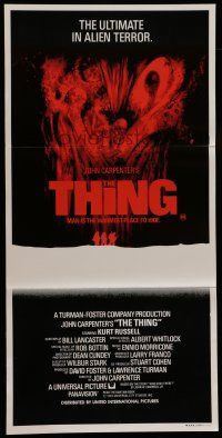 8r969 THING red title style Aust daybill '82 John Carpenter, sci-fi horror, ultimate in terror!