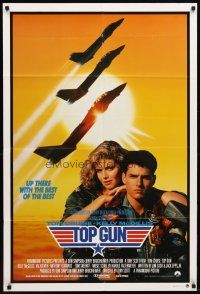 8r384 TOP GUN Aust 1sh '86 great image of Tom Cruise & Kelly McGillis, Navy fighter jets!