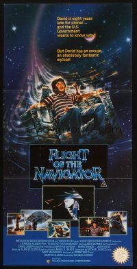 8r749 FLIGHT OF THE NAVIGATOR Aust daybill '86 Disney sci-fi, art of Joey Cramer in spaceship!