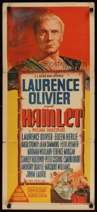 8r780 HAMLET Aust daybill '48 Laurence Olivier in William Shakespeare classic, Best Picture!