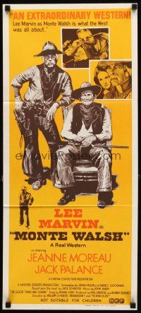 8r849 MONTE WALSH Aust daybill '70 art of Lee Marvin, Jack Palance & Jeanne Moreau!
