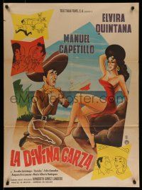 8r351 LA DIVINA GARZA Mexican poster '63 Humberto Gomez, Elvira Quintana!