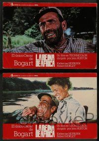 8r076 AFRICAN QUEEN 7 Spanish LCs R80 great images of Humphrey Bogart & Katharine Hepburn!
