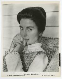 8s073 ALL THE WAY HOME 7.75x10 still '63 seated close up of Jean Simmons biting her finger!