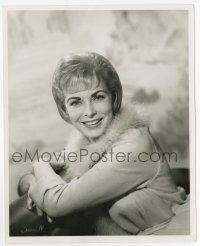 8s398 JANET LEIGH deluxe 8x10 still '60s embossed smiling portrait of the blonde star by Seawell!