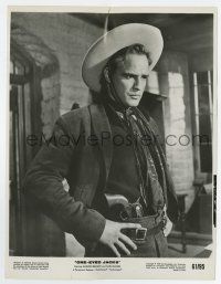 8s646 ONE EYED JACKS 7.75x10.25 still '61 great close up of cowboy Marlon Brando w/ gun in belt.
